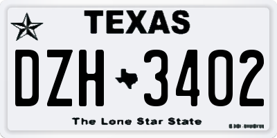 TX license plate DZH3402