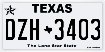 TX license plate DZH3403