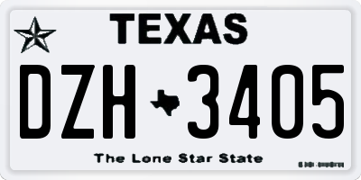 TX license plate DZH3405