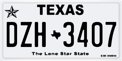 TX license plate DZH3407