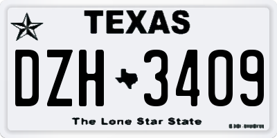 TX license plate DZH3409