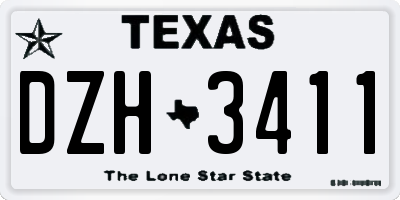 TX license plate DZH3411