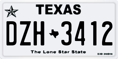 TX license plate DZH3412