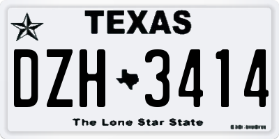 TX license plate DZH3414