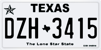 TX license plate DZH3415