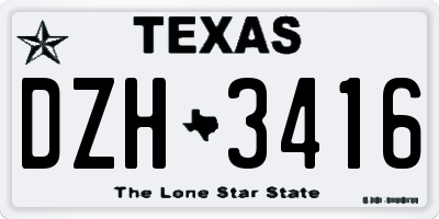 TX license plate DZH3416