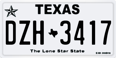 TX license plate DZH3417