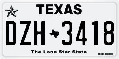 TX license plate DZH3418