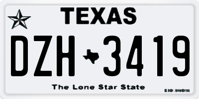 TX license plate DZH3419