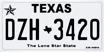 TX license plate DZH3420