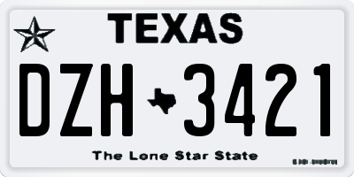 TX license plate DZH3421