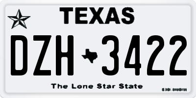 TX license plate DZH3422