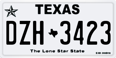 TX license plate DZH3423