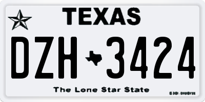 TX license plate DZH3424