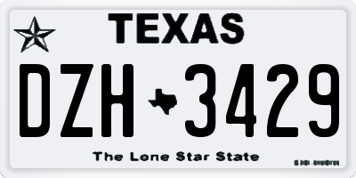 TX license plate DZH3429