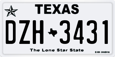 TX license plate DZH3431