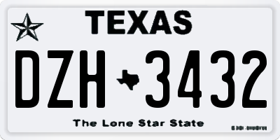 TX license plate DZH3432