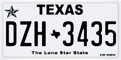 TX license plate DZH3435