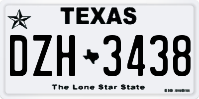 TX license plate DZH3438