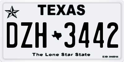 TX license plate DZH3442