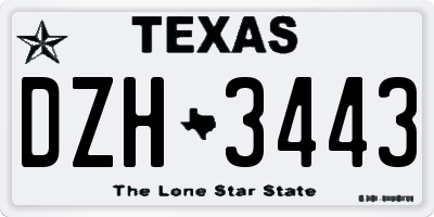 TX license plate DZH3443