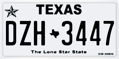 TX license plate DZH3447