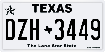 TX license plate DZH3449