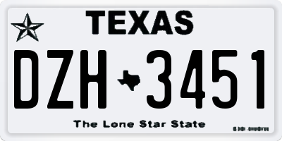 TX license plate DZH3451