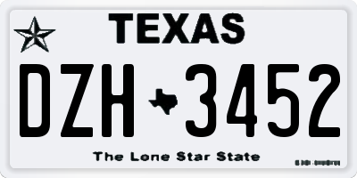 TX license plate DZH3452