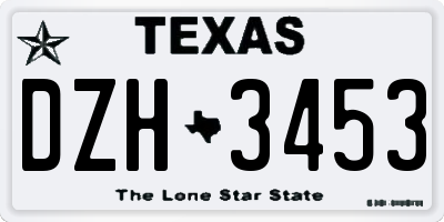 TX license plate DZH3453