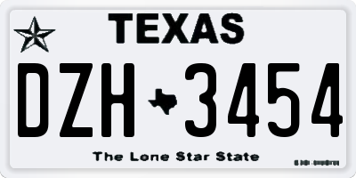 TX license plate DZH3454