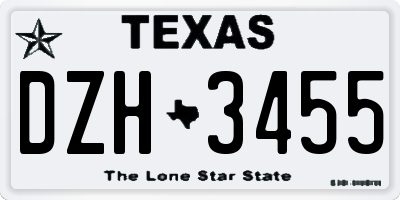 TX license plate DZH3455