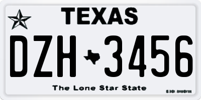 TX license plate DZH3456