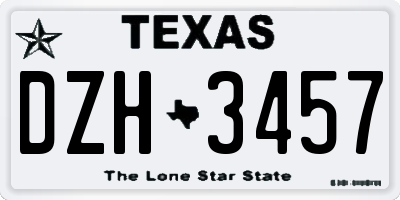 TX license plate DZH3457