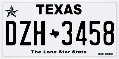 TX license plate DZH3458