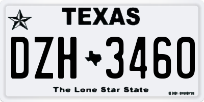 TX license plate DZH3460