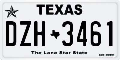 TX license plate DZH3461