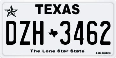 TX license plate DZH3462