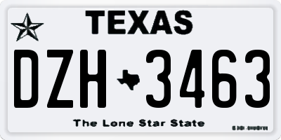 TX license plate DZH3463
