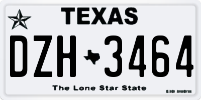 TX license plate DZH3464