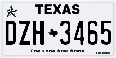 TX license plate DZH3465