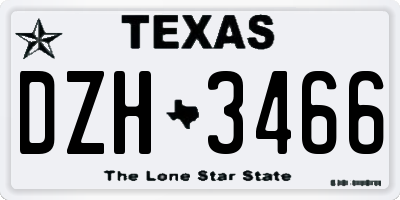 TX license plate DZH3466