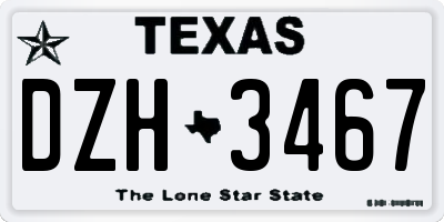 TX license plate DZH3467