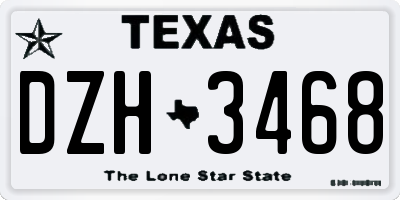 TX license plate DZH3468