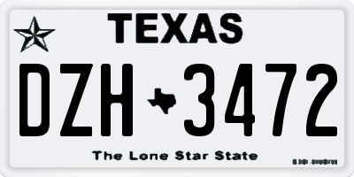 TX license plate DZH3472