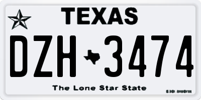TX license plate DZH3474
