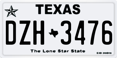 TX license plate DZH3476