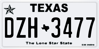 TX license plate DZH3477