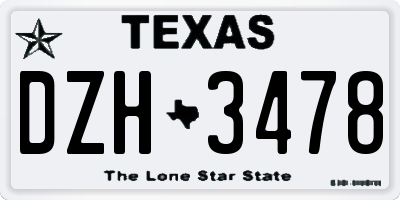 TX license plate DZH3478