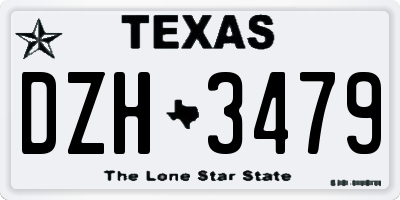 TX license plate DZH3479